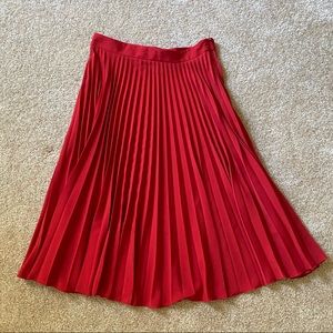 ASOS red pleated midi skirt
